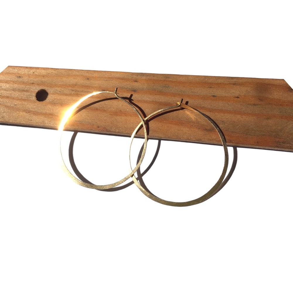 Vintage Solid Gold Hoops 1” Diameter - image 3